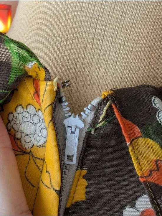 Vintage 60s 70s Floral Hippie Maxi Dress Long Sleeve Witchy Made in USA SM - Picture 12 of 16